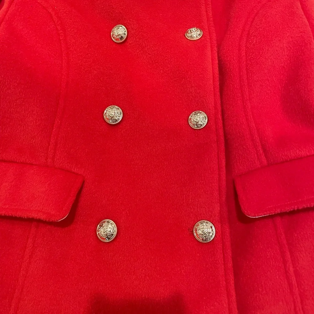 Anthropologie Vibrant blood orange  Blazer with Gold Buttons - Picture 3 of 8